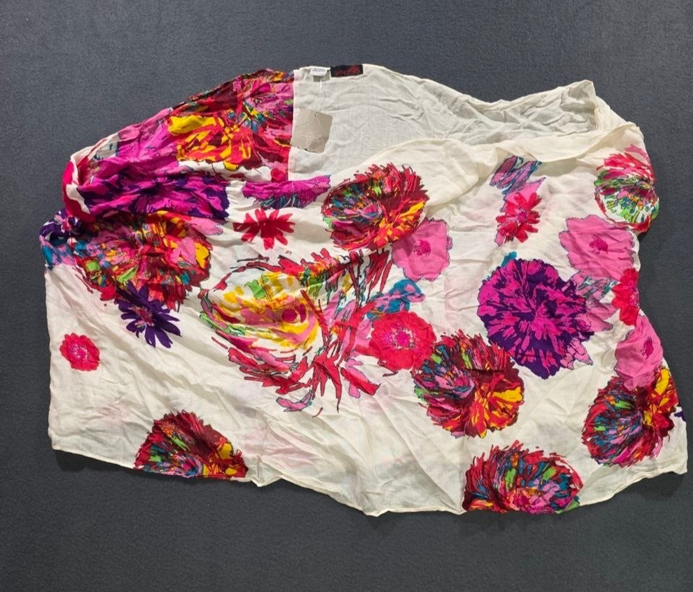 NWT Anthropologie Sunshine Plaid Scarf Multi Y2K Floral Boho Embellish A009616